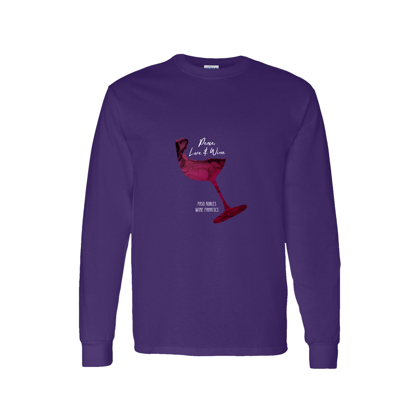Peace, Love & Wine Glass Long Sleeve T-Shirt