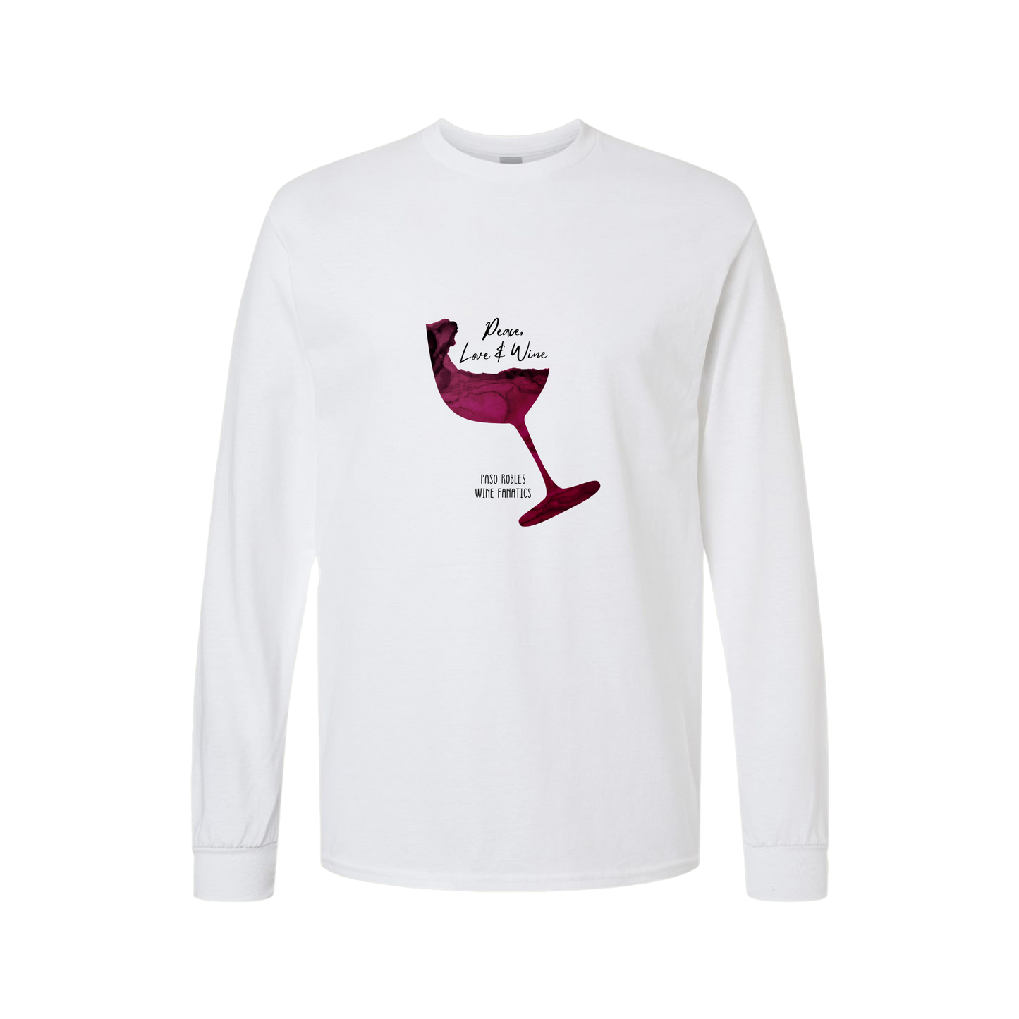 Peace, Love & Wine Glass Long Sleeve T-Shirt