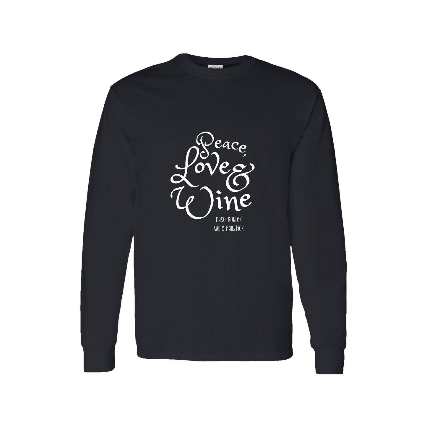 Peace, Love & Wine Text Long Sleeve T-Shirt