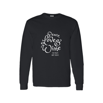 Peace, Love & Wine Text Long Sleeve T-Shirt