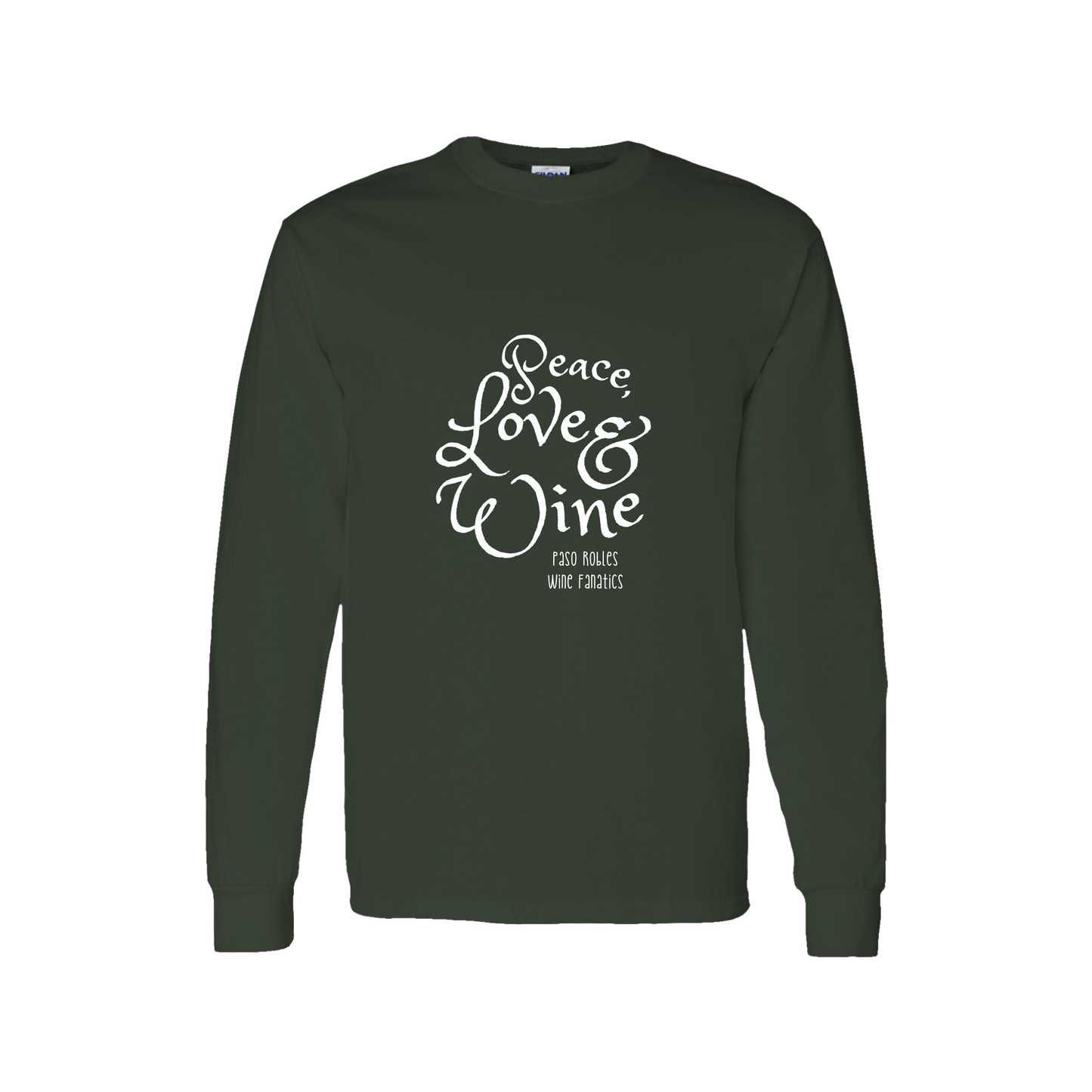 Peace, Love & Wine Text Long Sleeve T-Shirt