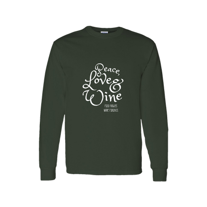 Peace, Love & Wine Text Long Sleeve T-Shirt