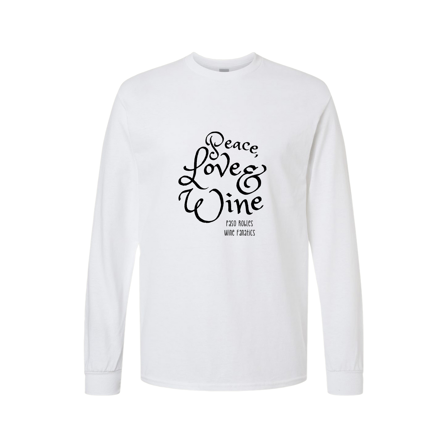 Peace, Love & Wine Text Long Sleeve T-Shirt