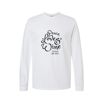 Peace, Love & Wine Text Long Sleeve T-Shirt