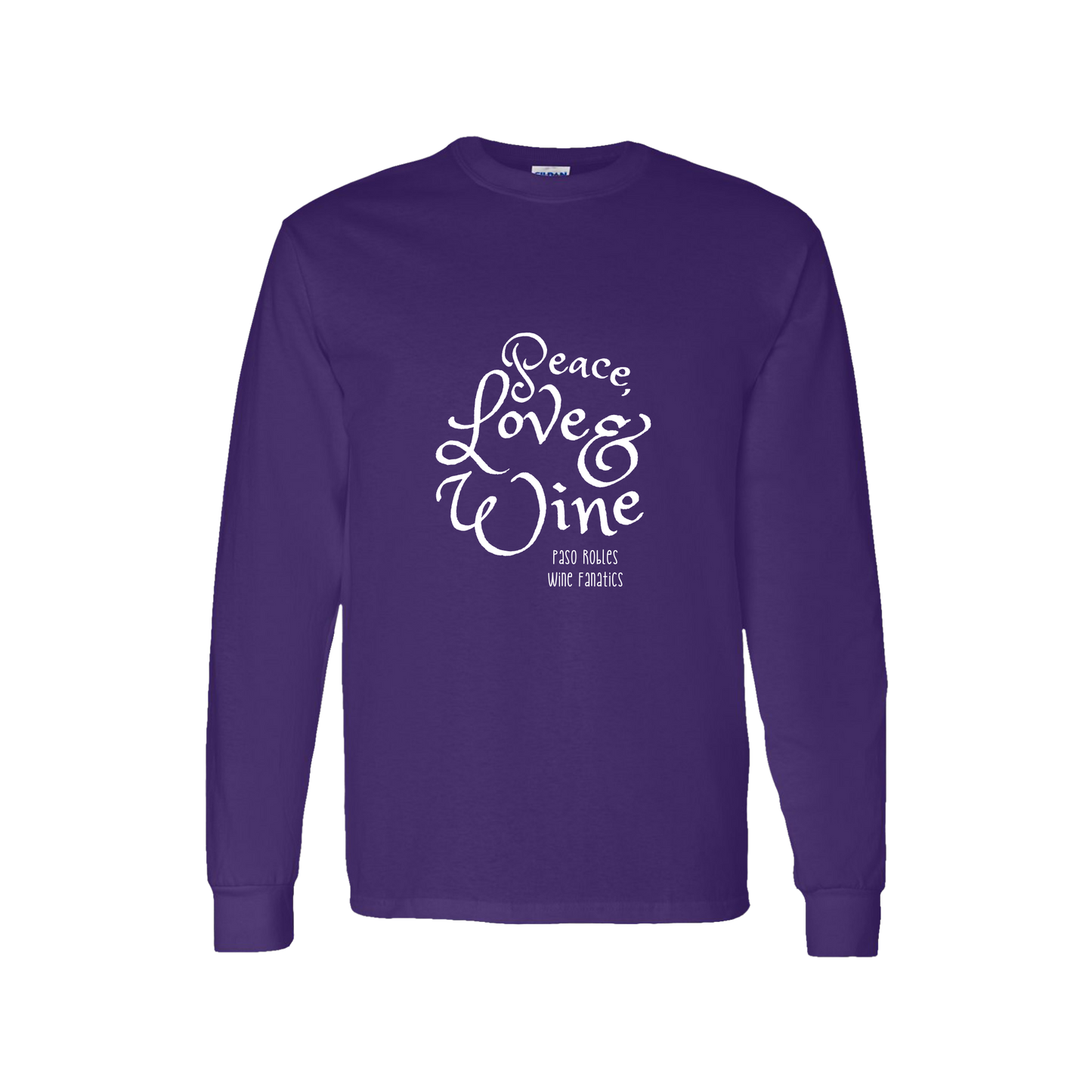 Peace, Love & Wine Text Long Sleeve T-Shirt