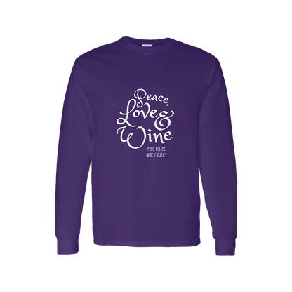 Peace, Love & Wine Text Long Sleeve T-Shirt