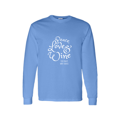 Peace, Love & Wine Text Long Sleeve T-Shirt