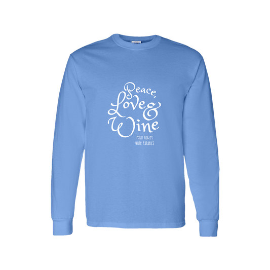 Peace, Love & Wine Text Long Sleeve T-Shirt
