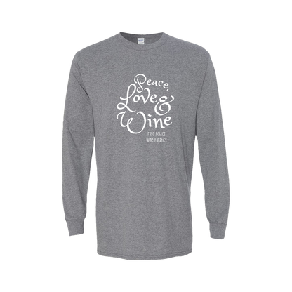 Peace, Love & Wine Text Long Sleeve T-Shirt