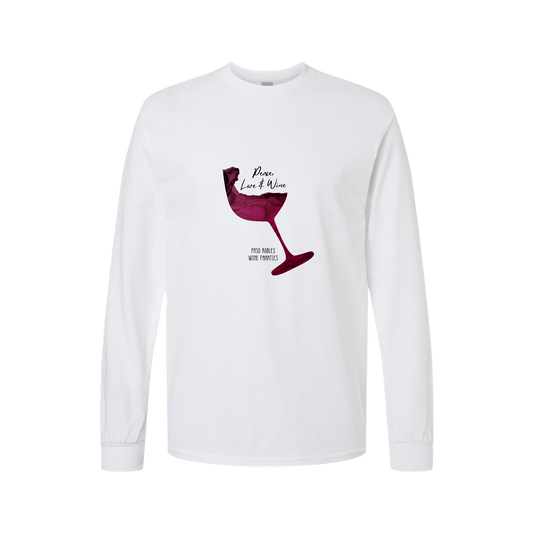 Peace, Love & Wine Glass Long Sleeve T-Shirt