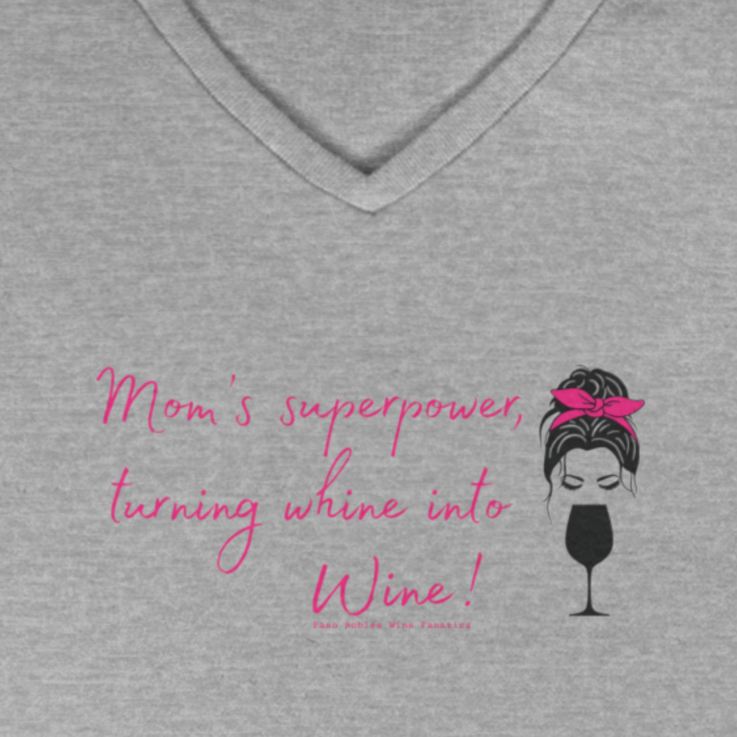Mom's superpower, turning whine into Wine! Ladies V-Neck Tee