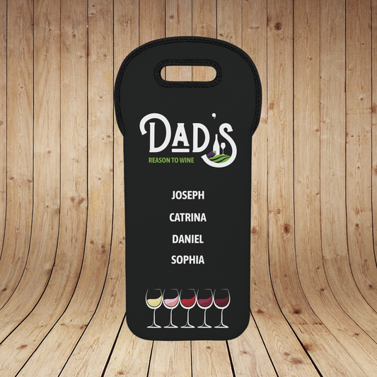 Dad's Reason To Wine Personalized Insulated Bottle Bag