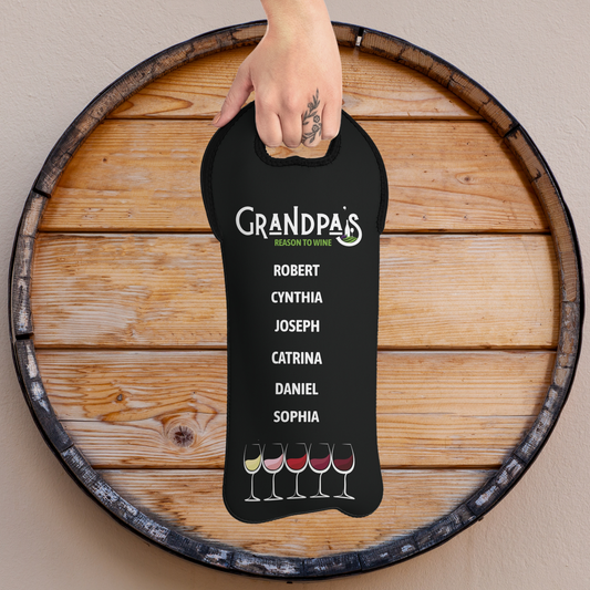 Grandpa's Reason To Wine Personalized Insulated Bottle Bag