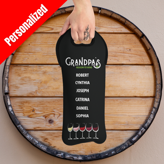 Grandpa's Reason To Wine Personalized Insulated Bottle Bag