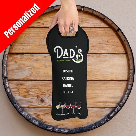 Dad's Reason To Wine Personalized Insulated Bottle Bag