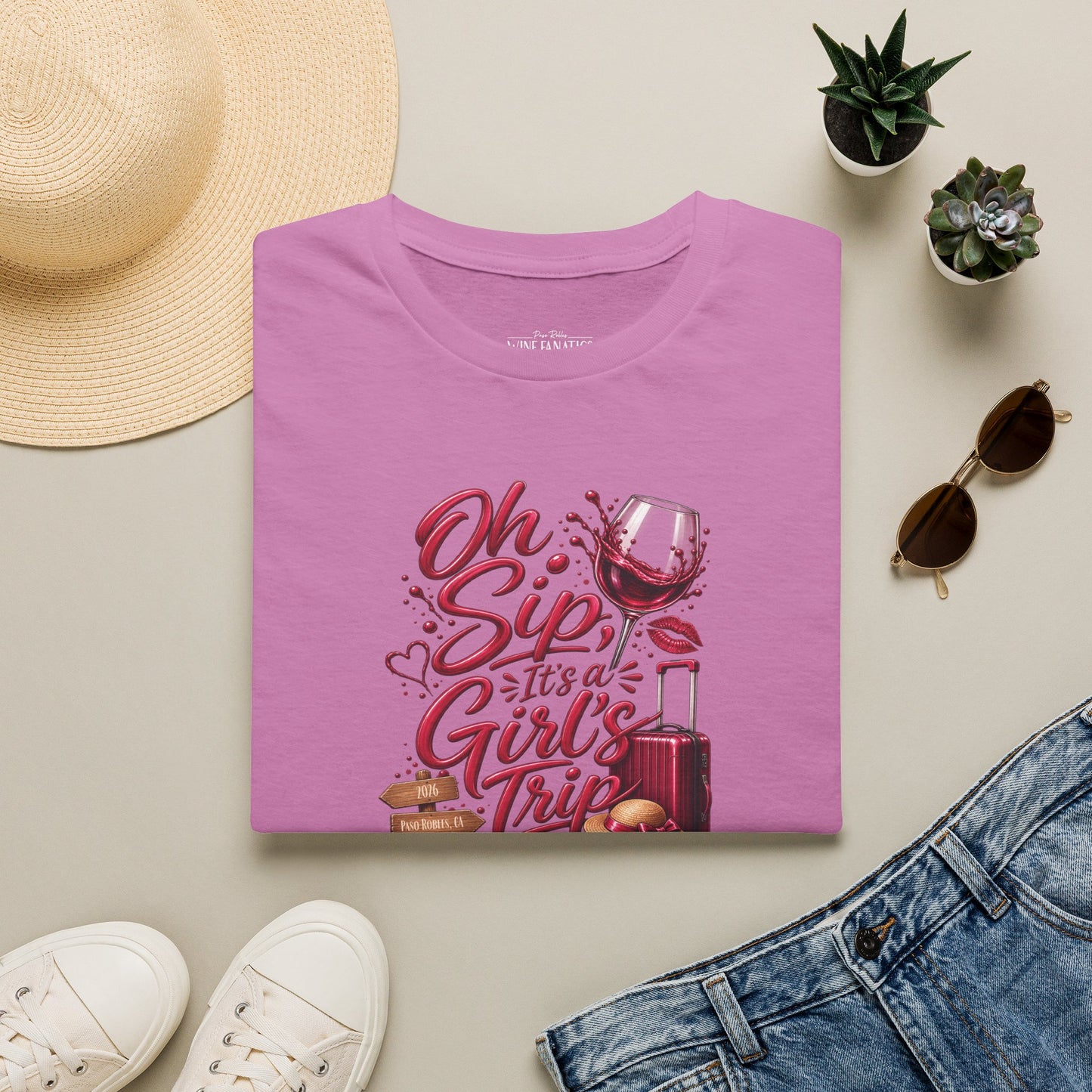 Oh Sip It's A Girl's Trip Personalized Crewneck Tee