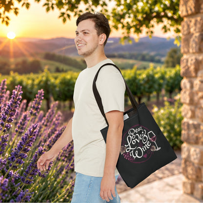 Peace Love Wine Personalized Tote Bag