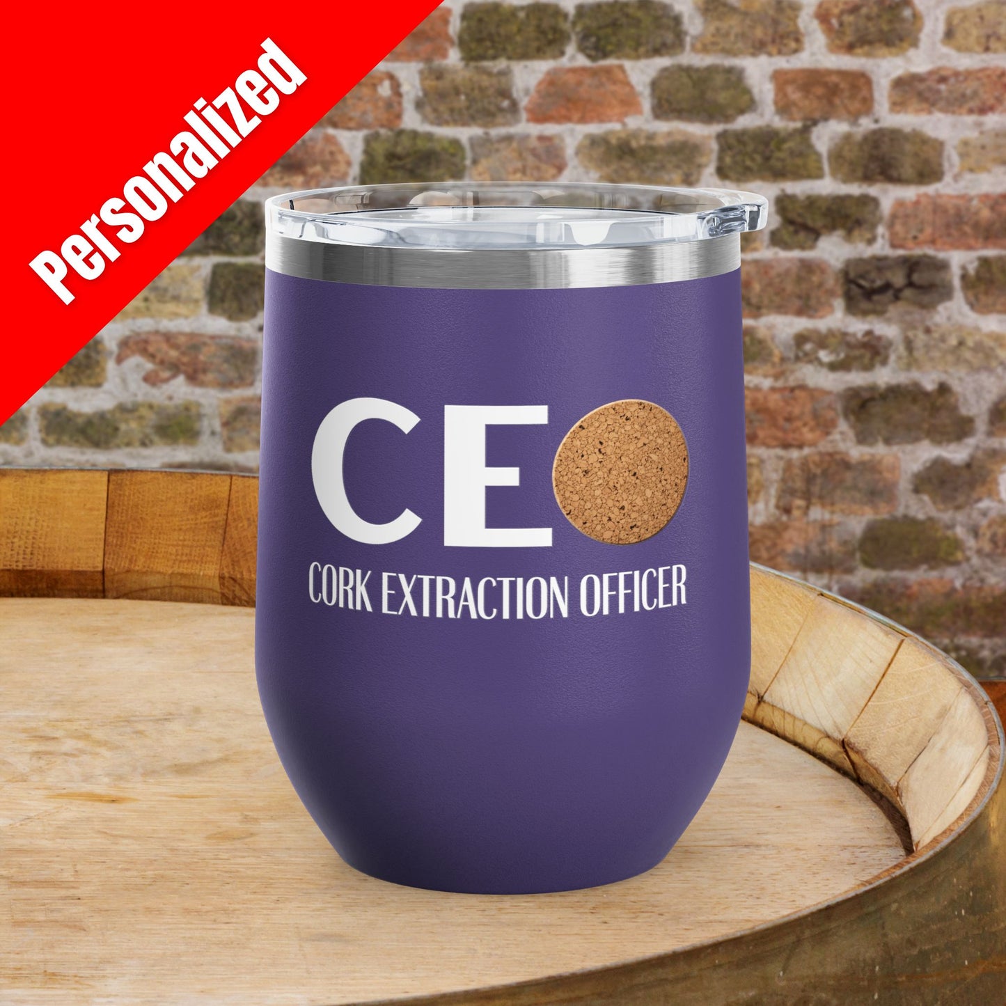 CEO Cork Extraction Officer Personalized 12oz Wine Tumbler