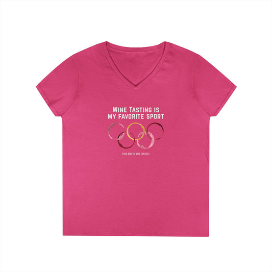 Wine Tasting Is My Favorite Sport Ladies V-Neck  Tee