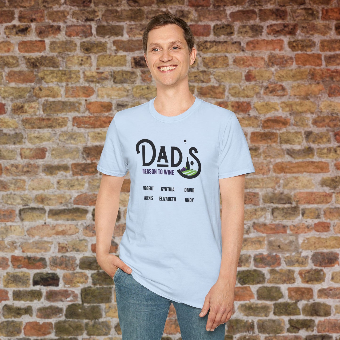 Dad's Reason To Wine Personalized Crew Neck T-Shirt
