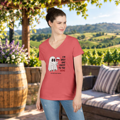 One Sheet To The Wine Ladies V-Neck Tee
