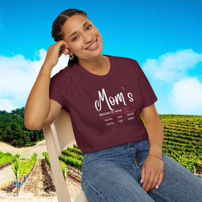 Mom's Reason To Wine Personalized Tee