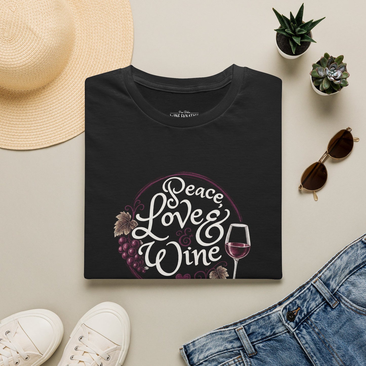 Peace, Love & Wine Crewneck Tee