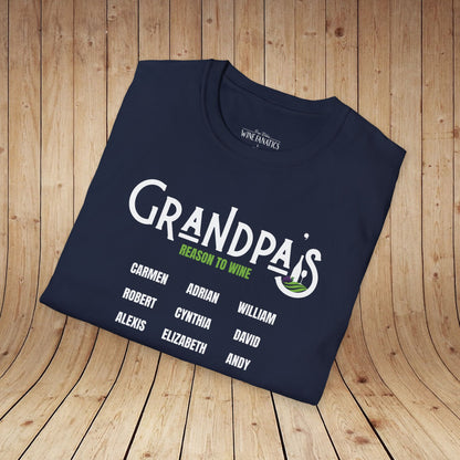 Grandpa's Reason To Wine Personalized T-Shirt