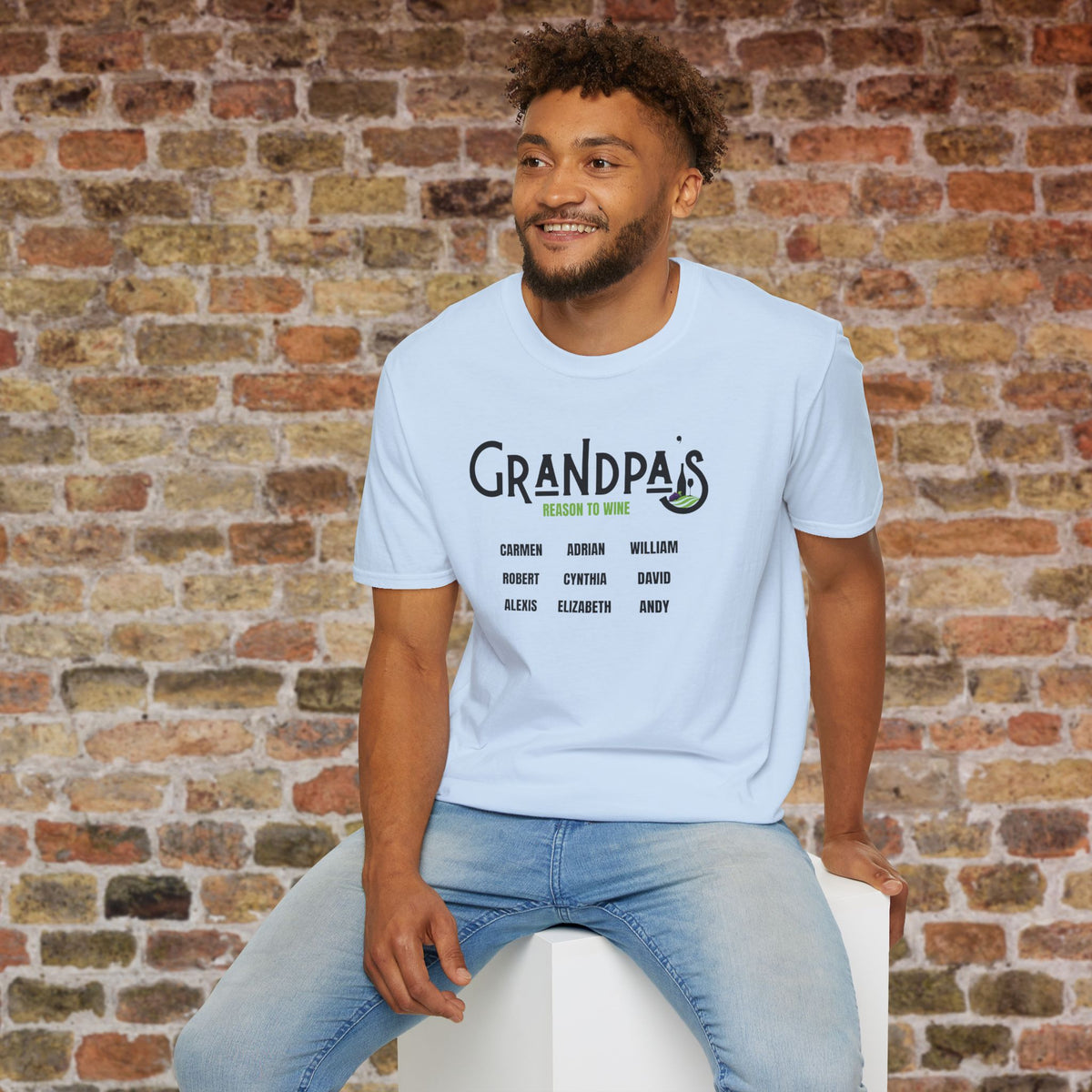 Grandpa's Reason To Wine Personalized Crew Neck T-Shirt