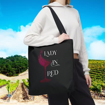 Lady In Red Tote Bag