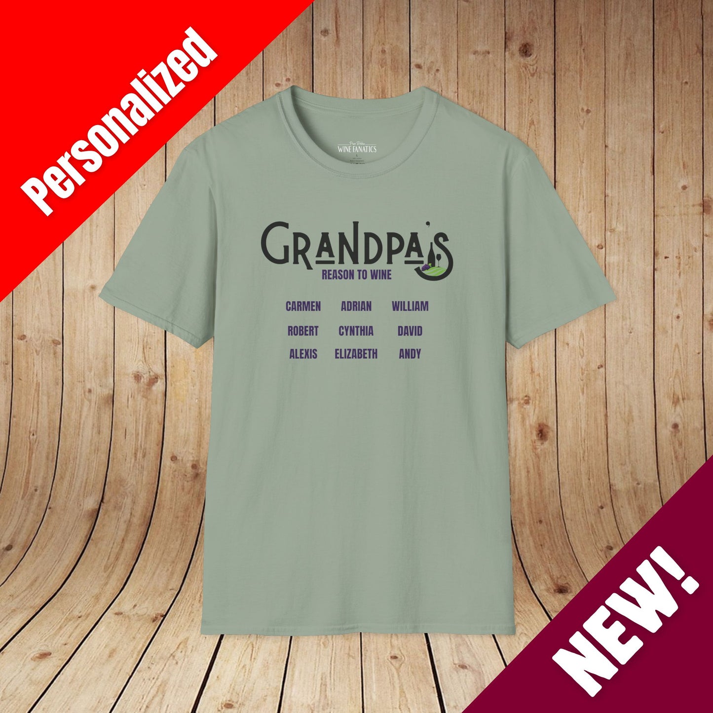 Grandpa's Reason To Wine Personalized T-Shirt