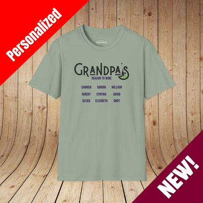 Grandpa's Reason To Wine Personalized T-Shirt