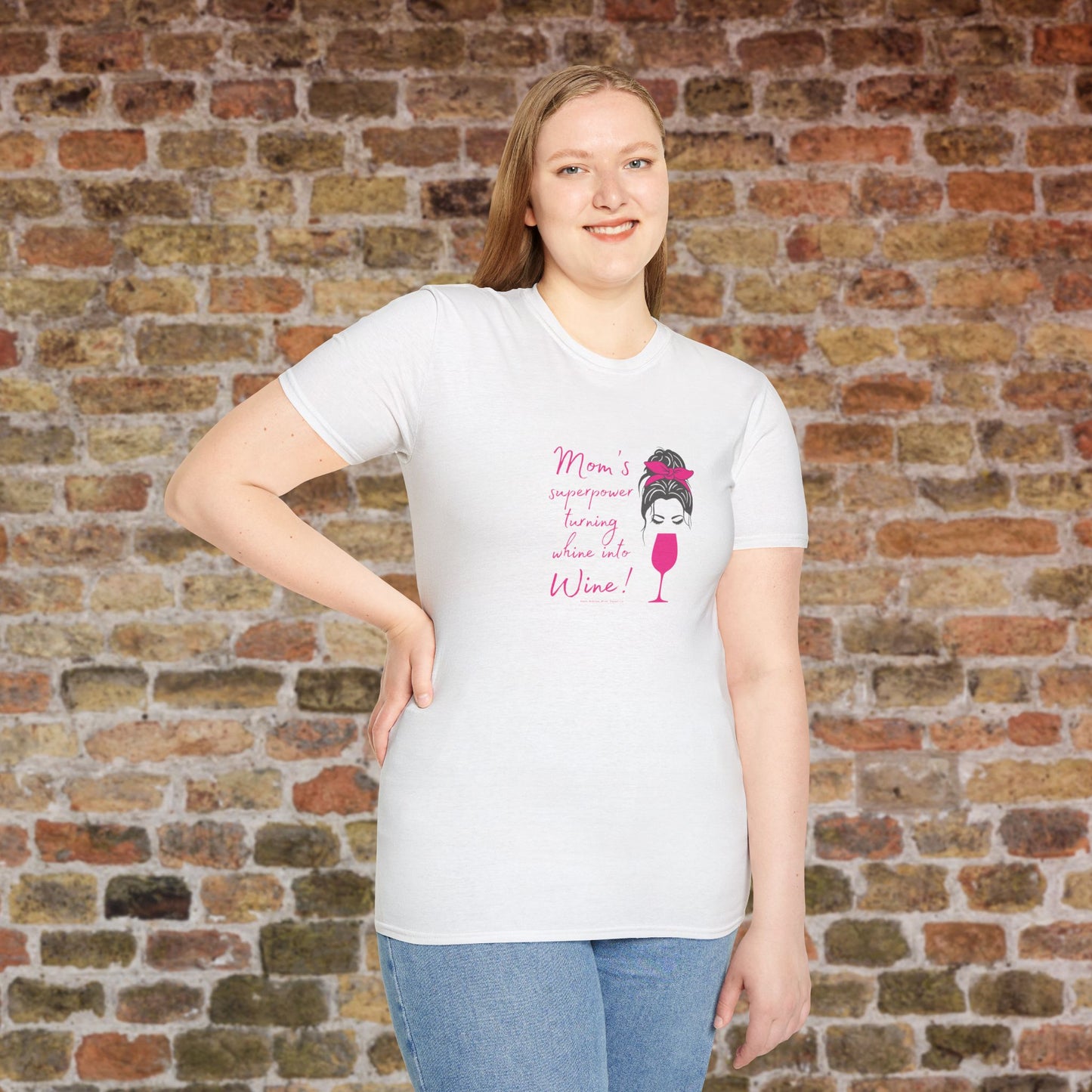 Mom's superpower, turning whine into Wine! Crewneck Tee