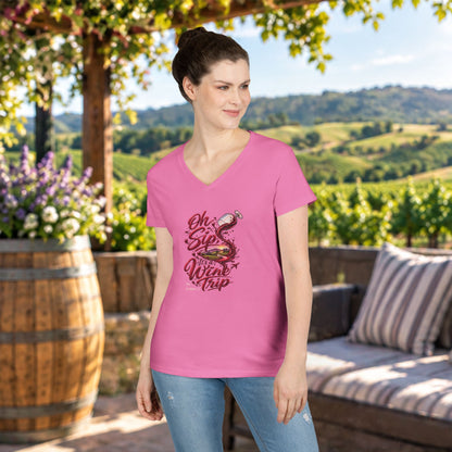 Oh Sip It's A Wine Trip Ladies V-Neck  Tee