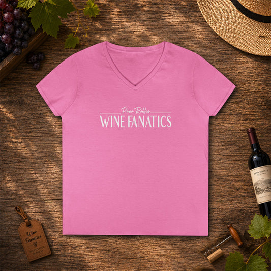 Paso Robles Wine Fanatics Logo Ladies V-Neck Tee