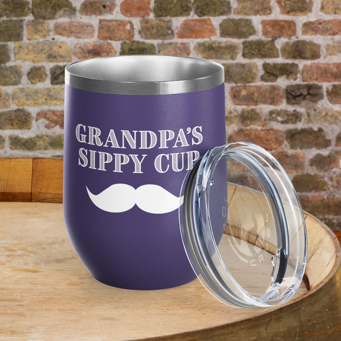 Grandpa's Sippy Cup (mustache) Personalized 12oz Wine Tumbler