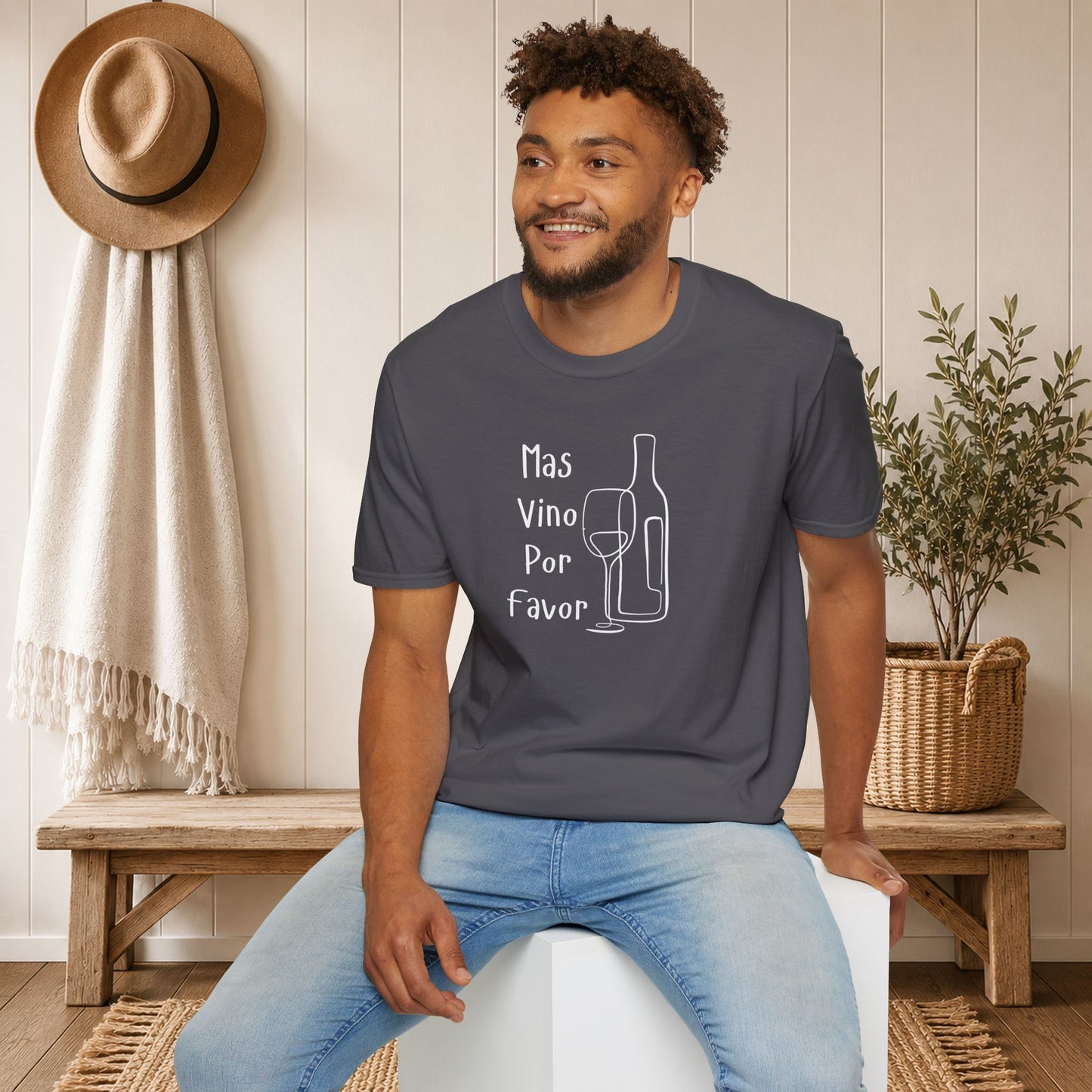 Mas Vino Por Favor Crewneck Tee