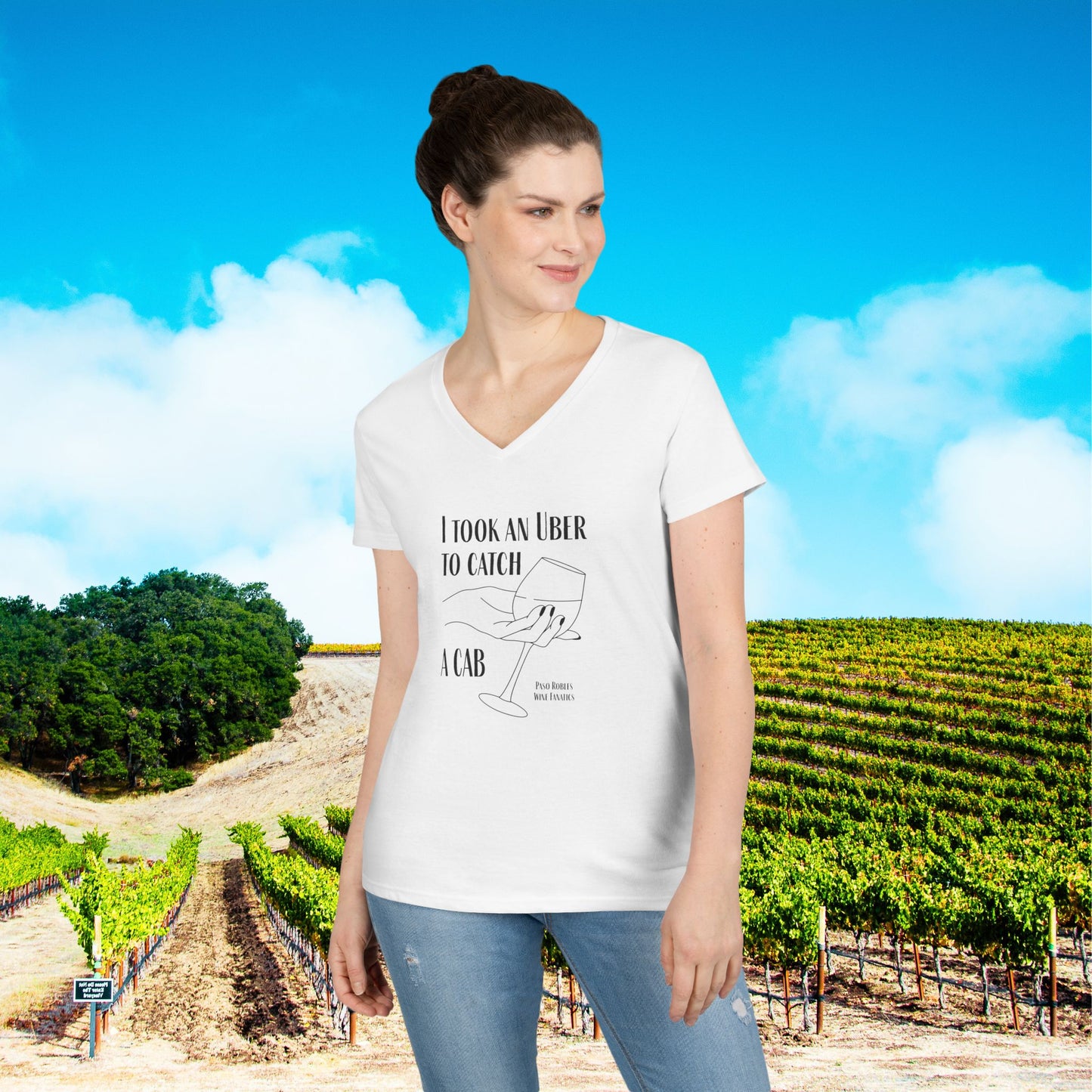 I Took An Uber To Catch A CAB Ladies V-Neck Tee