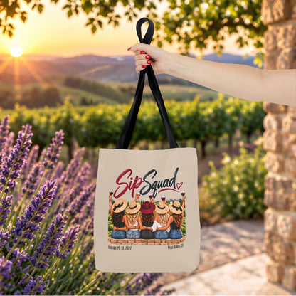 Sip Squad (ladies) Personalized Tote Bag