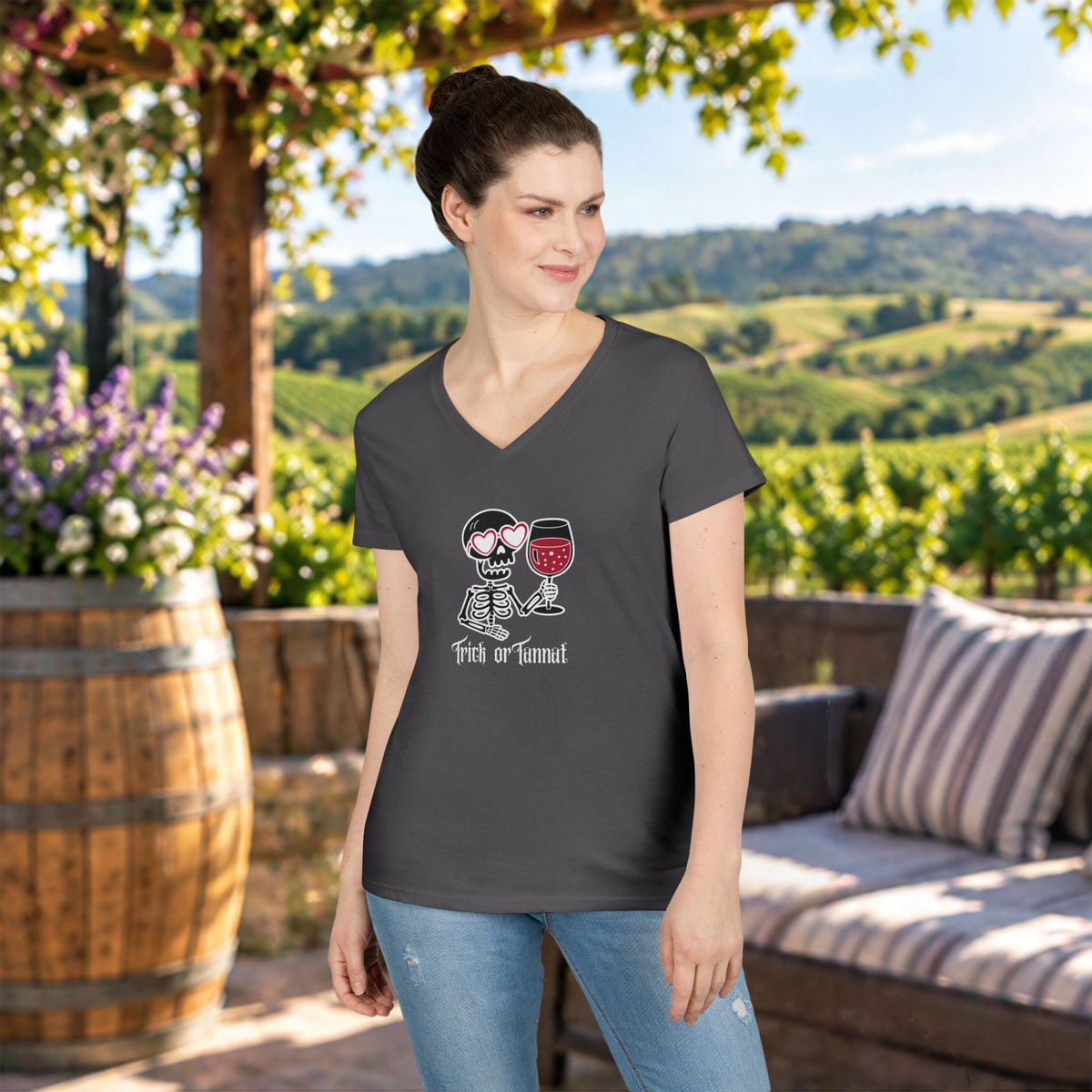 Trick or Tannat Ladies V-Neck  Tee