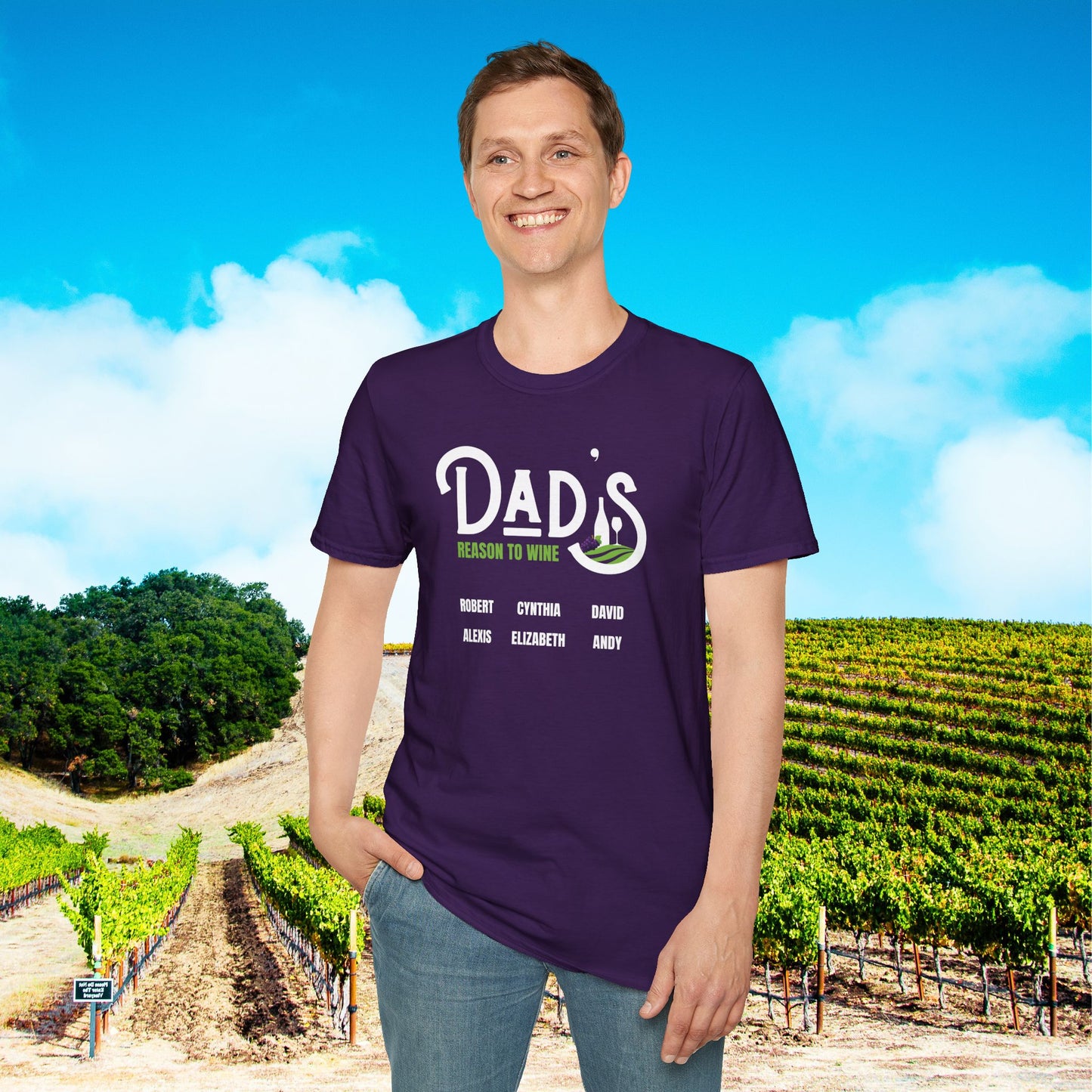 Dad's Reason To Wine Personalized T-Shirt