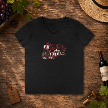 Spitters Are Quitters (wine) Ladies V-Neck T-Shirt