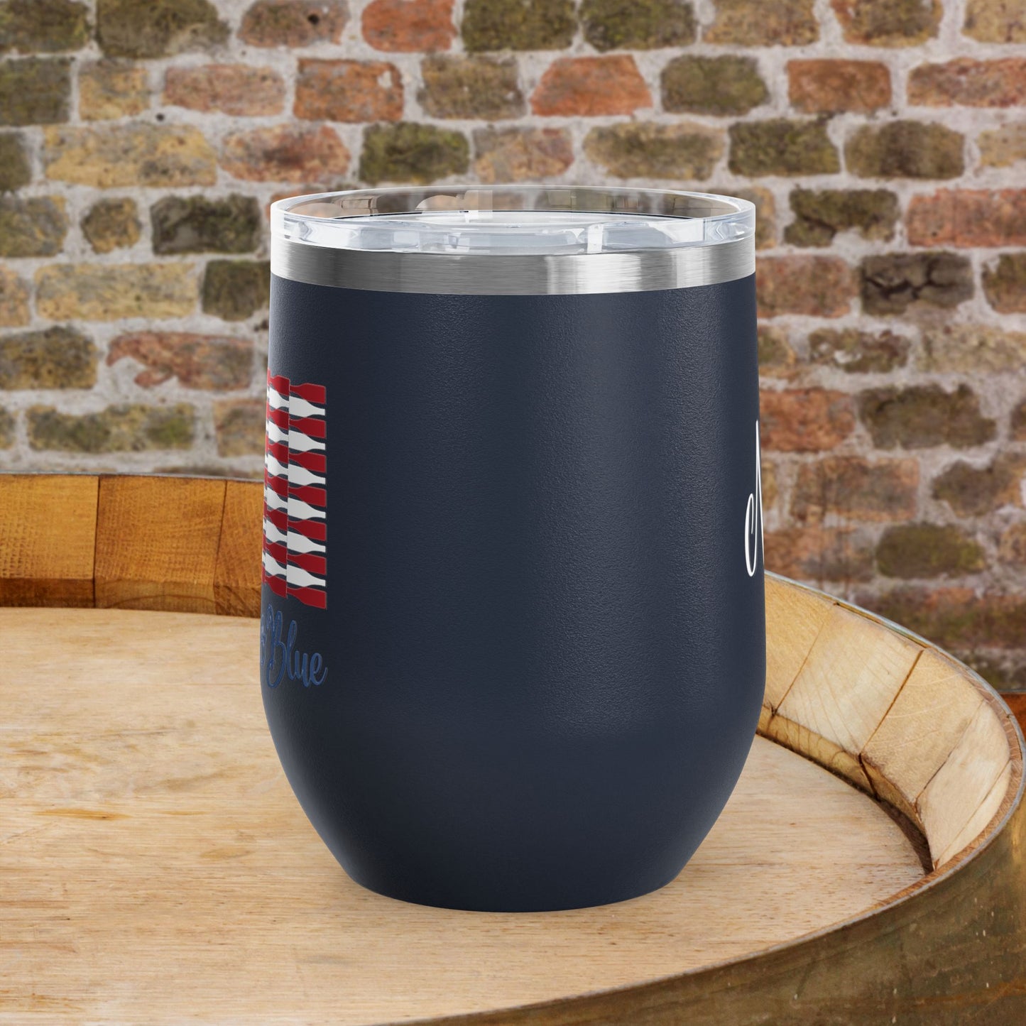Red Wine & Blue Independence Day Personalized 12oz Wine Tumbler