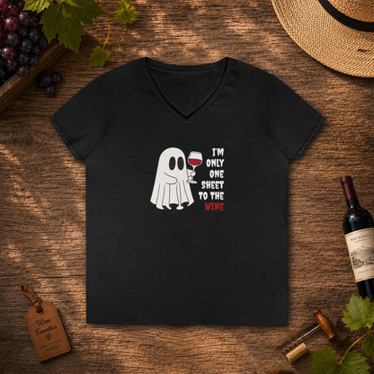 One Sheet To The Wine Ladies V-Neck Tee