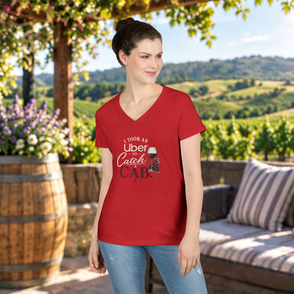 I Took An Uber To Catch A CAB Ladies V-Neck Tee