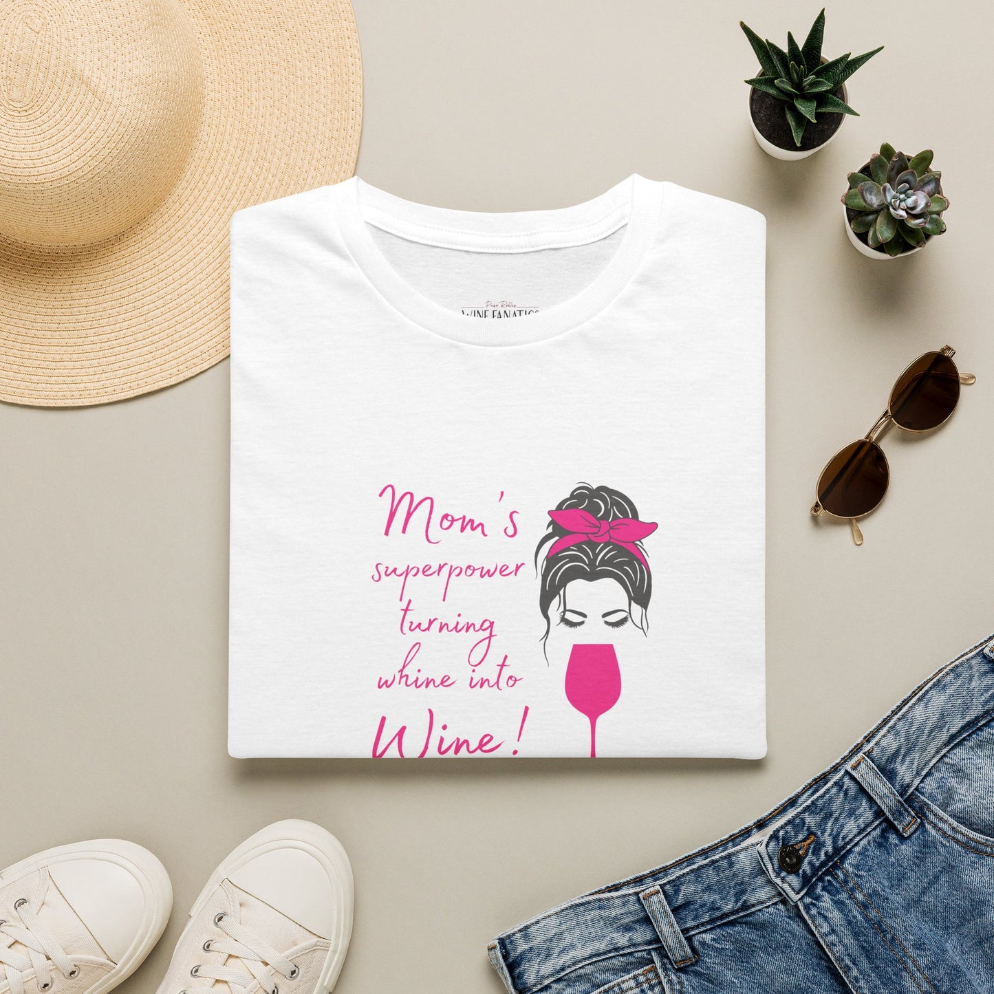 Mom's superpower, turning whine into Wine! Crewneck Tee