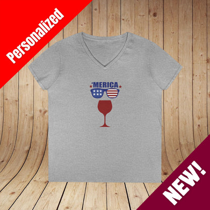 'Merica Independence Day Ladies V-Neck Tee
