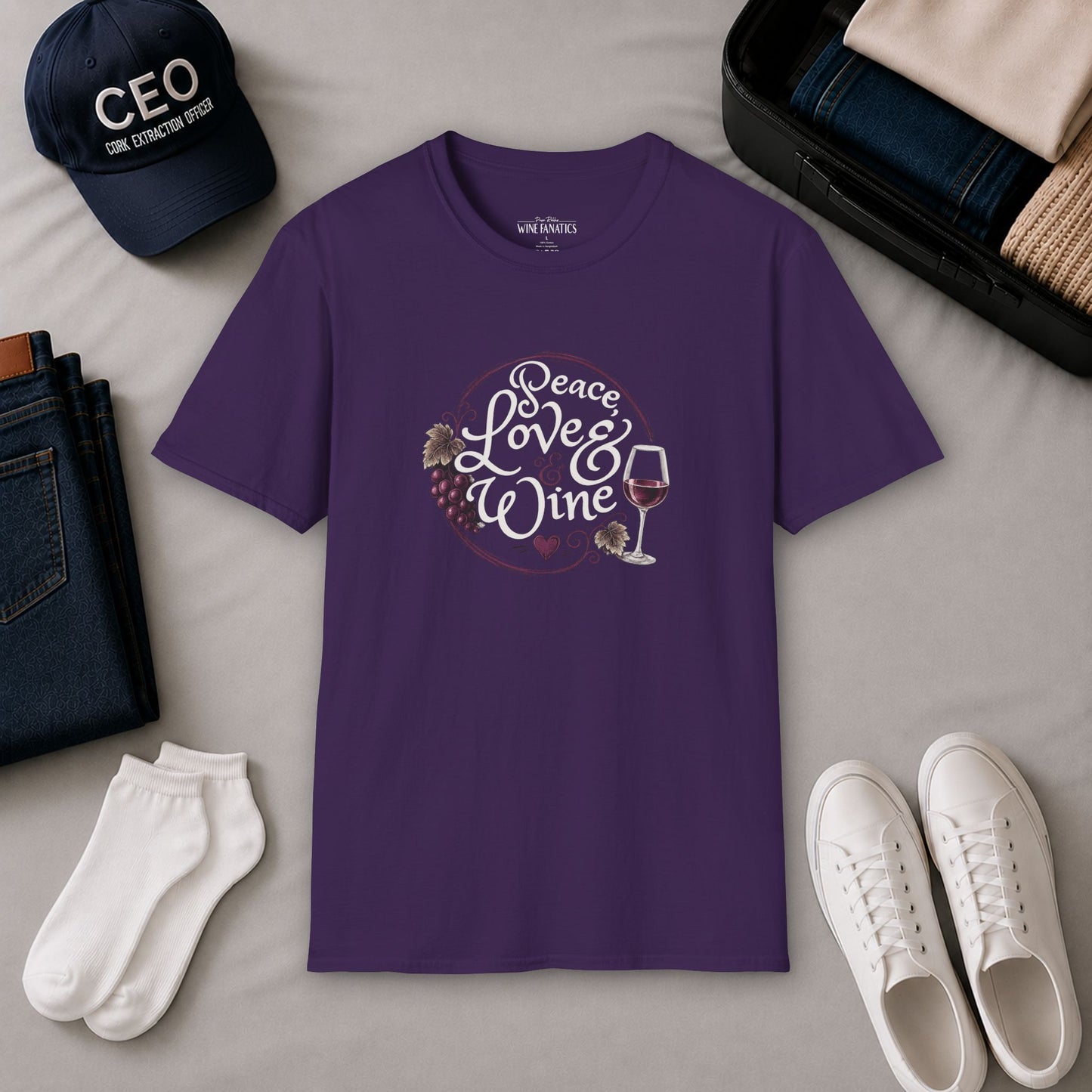 Peace, Love & Wine Crewneck Tee