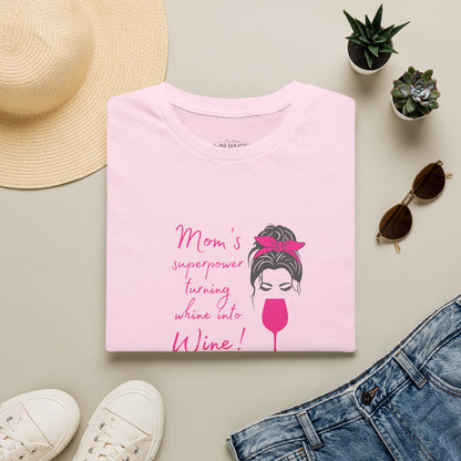 Mom's superpower, turning whine into Wine! Crewneck Tee
