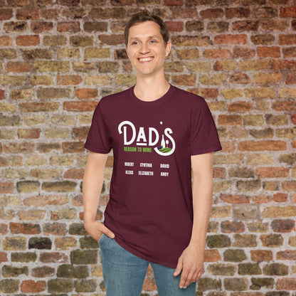 Dad's Reason To Wine Personalized Crew Neck T-Shirt